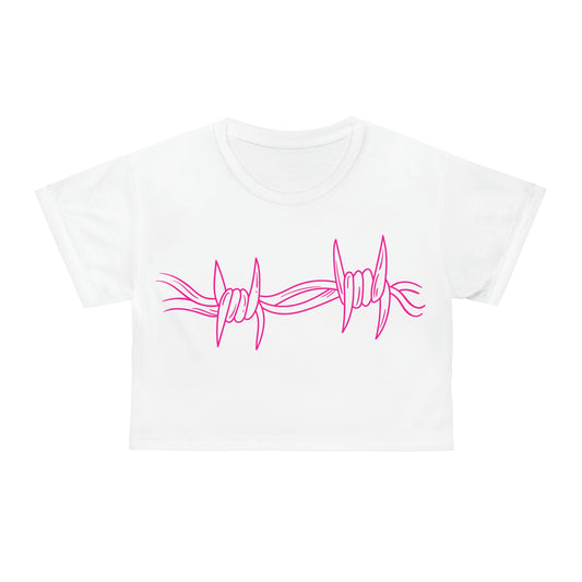 Pink Barbed Wire Crop Tee