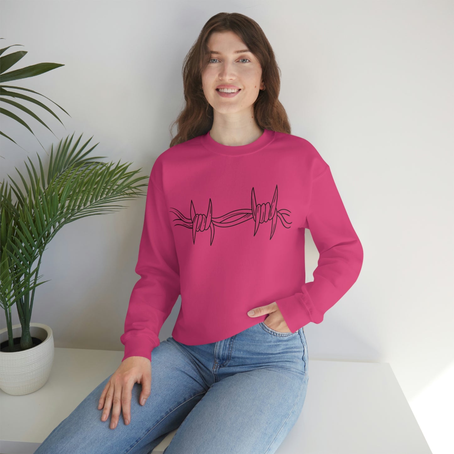 Pink Barbed Wire Unisex Heavy Blend™ Crewneck Sweatshirt