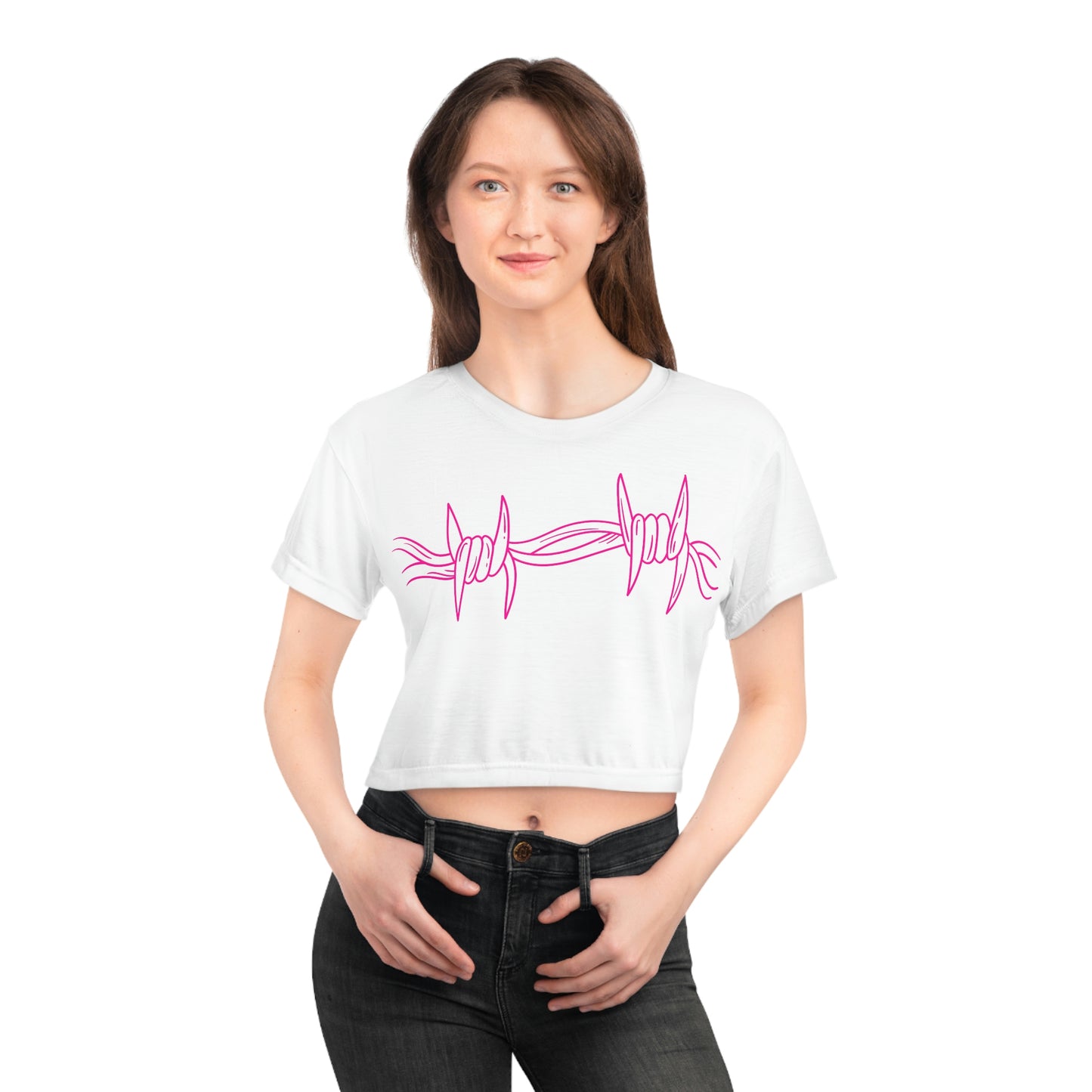 Pink Barbed Wire Crop Tee